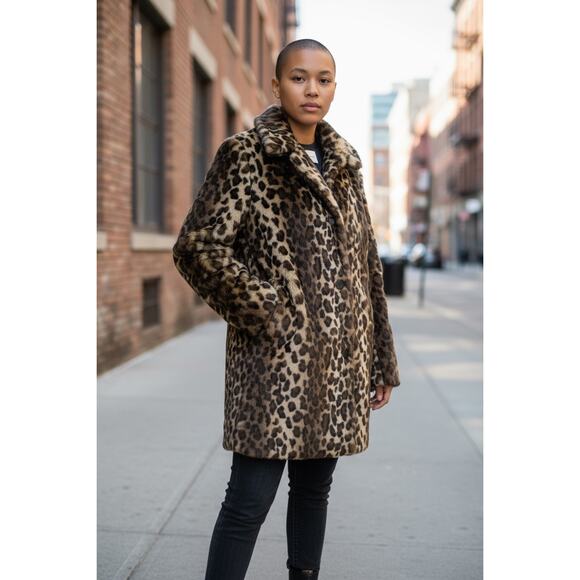 BCBG Generation Cheetah Leopard Faux Fur Coat  M - Picture 4 of 13